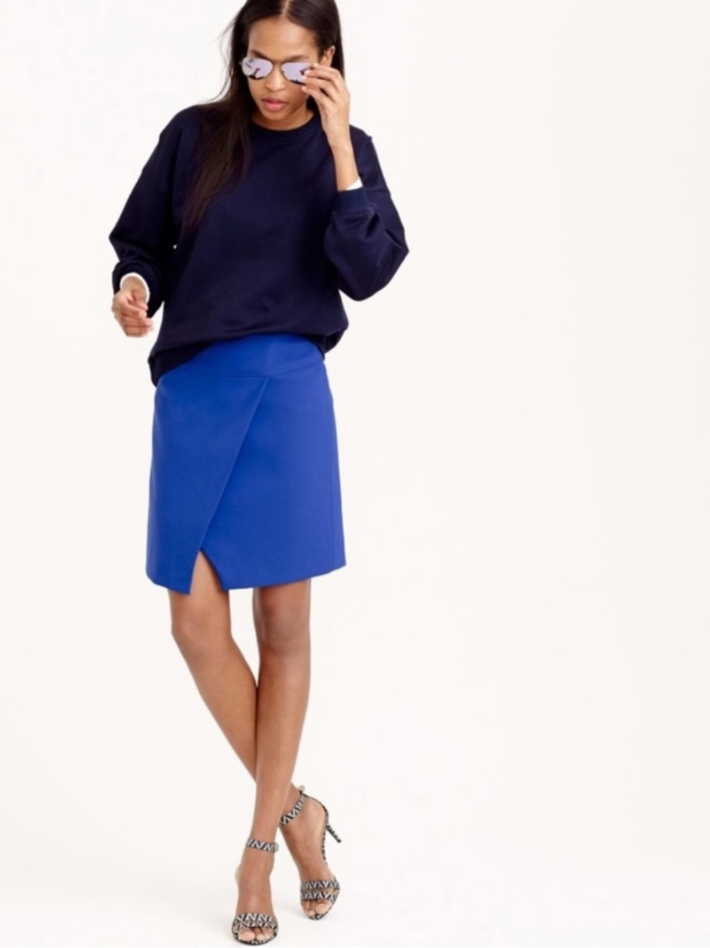 NWOT J. Crew Crossover Wrap Mini Skirt in Cobalt Blue